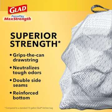 Glad ForceFlex MaxStrength 20 Gal Trash Bags, 80 Ct
