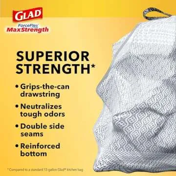 Glad ForceFlex MaxStrength 20 Gal Trash Bags, 80 Ct