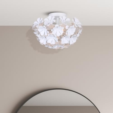Elegant Cassia 15in 2-Light Flush Mount with White Shade