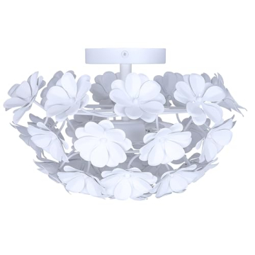 Elegant Cassia 15in 2-Light Flush Mount with White Shade