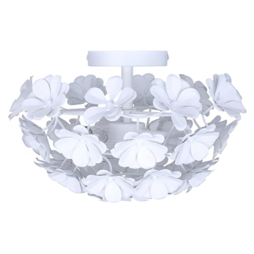 Elegant Cassia 15in 2-Light Flush Mount with White Shade