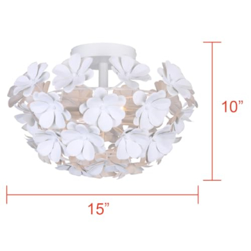 Elegant Cassia 15in 2-Light Flush Mount with White Shade