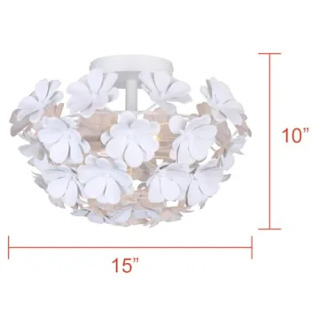 Elegant Cassia 15in 2-Light Flush Mount with White Shade