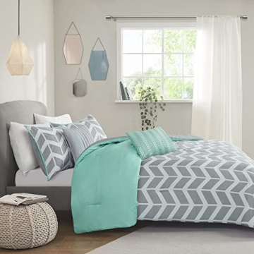 Vibrant Geometric Teal Comforter Set for All Seasons