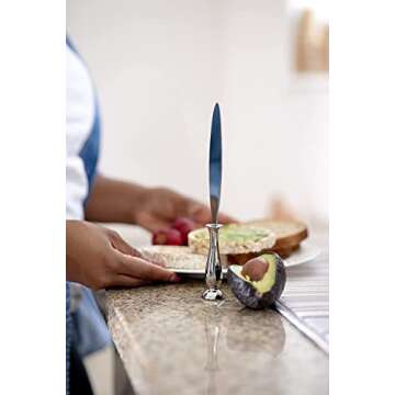 RESOLUTE355 - Standing Spreader Knife - 8" Stainless Steel / Chromium Alloy - Standalone Upright Butter Jam Cheese Condiment Spreader Knife – Serving Catering Knife - Dishwasher Safe