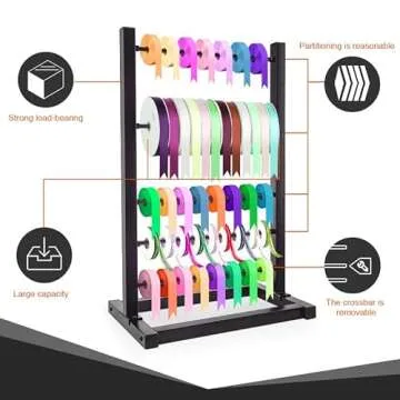 Fumingpal 5 Tier Ribbon Holder Organizer Rack, Ribbon Storage, Ribbon Holder, Large Capacity Ribbon Organizer for Craft Room,Flower Store,Cake Shop