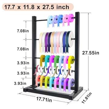 Fumingpal 5 Tier Ribbon Holder Organizer Rack, Ribbon Storage, Ribbon Holder, Large Capacity Ribbon Organizer for Craft Room,Flower Store,Cake Shop