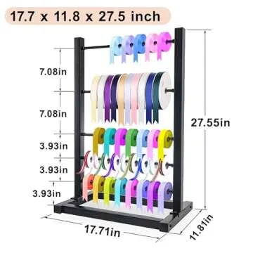 Fumingpal 5 Tier Ribbon Holder Organizer Rack, Ribbon Storage, Ribbon Holder, Large Capacity Ribbon Organizer for Craft Room,Flower Store,Cake Shop