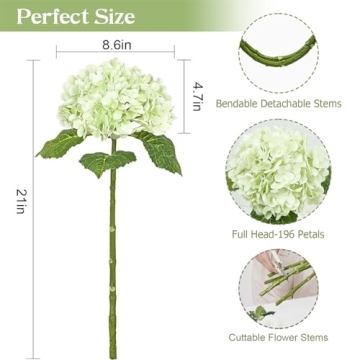 Lifelike 21" Artificial Hydrangea Flowers for Any Occasion