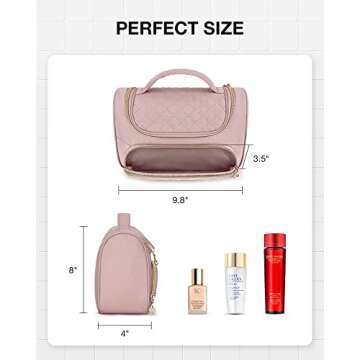 BAGSMART Travel Makeup Bag, Cosmetic Bag Make Up Organizer Case,Large Top Flap Wide Open Pouch for Women Purse for Toiletries Accessories Brushes(Pink)