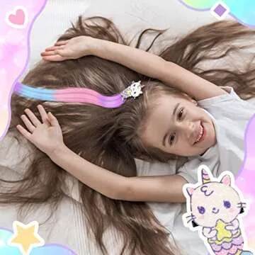 Vibrant Unicorn Rainbow Hair Extensions for Kids