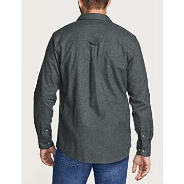 CQR Men's All Cotton Flannel Shirt, Long Sleeve Casual Button Down Plaid Shirt, Brushed Soft Outdoor Tactical Work Shirts, Solid Grey, X-Large