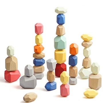 Qurhafoo 36PCS Wooden Stacking Stones for Fun Play