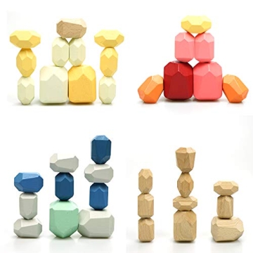 Qurhafoo 36PCS Wooden Stacking Stones for Fun Play