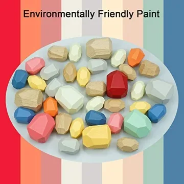 Qurhafoo 36PCS Wooden Stacking Stones for Fun Play