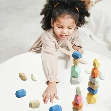 Qurhafoo 36PCS Wooden Stacking Stones for Fun Play