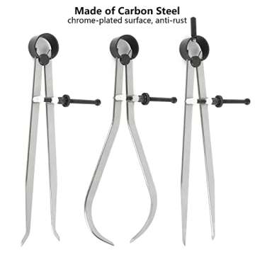 Acrux7 3Pcs 8 Inch Long Spring Caliper Set, Carbon Steel Outside Divider Caliper Compass, Calipers Measuring Tool for Wood Turning Lathe Projects