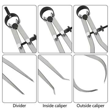 Acrux7 3Pcs 8 Inch Long Spring Caliper Set, Carbon Steel Outside Divider Caliper Compass, Calipers Measuring Tool for Wood Turning Lathe Projects
