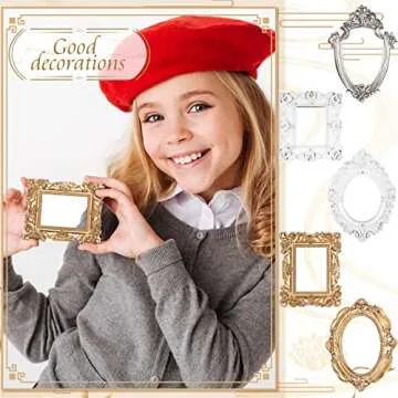 Yalikop 5 Pcs Vintage Resin Picture Frame Antique Photo Frame Table Top Jewelry Display Christmas Holiday Party Hotel Decor (Gold,White,Silver)