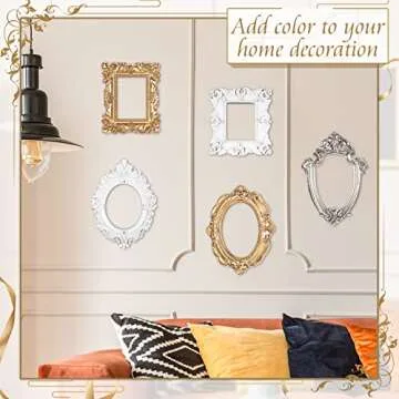 Yalikop 5 Pcs Vintage Resin Picture Frame Antique Photo Frame Table Top Jewelry Display Christmas Holiday Party Hotel Decor (Gold,White,Silver)
