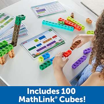 Learning Resources MathLink Cubes Kindergarten Math Activity Set: Dino Time! 115 Pieces, Ages 5+ Kin...