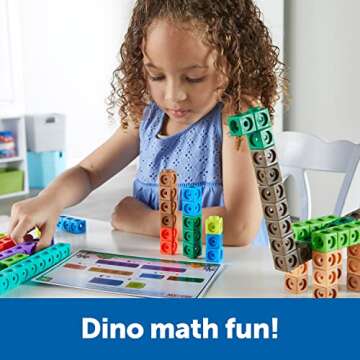 Learning Resources MathLink Cubes Kindergarten Math Activity Set: Dino Time! 115 Pieces, Ages 5+ Kindergarten STEM Activities, Math Games for Kids, Mathlink Cubes Activity Set, Ages 5+