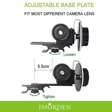 IMORDEN F1 Rapid Precise Follow Focus Gear with Gear Ring Belt for DSLR Camera, Nikon, Canon, Sony, Sigama DV/Camcorder/Film/Video Cameras Lens, Shoulder Support Rigs, Fits 15mm Rod Mount