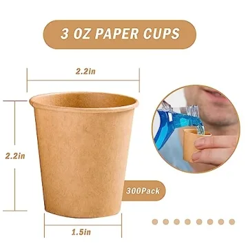 BYSNOW 300 Pack Leak-Proof 3OZ Disposable Paper Cups