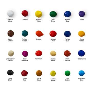 24 Assorted Acrylic Paint Tube Set by Artist's Loft - Academic Level 1 Paint for Drawing, Painting, Art & Crafts Supplies - 1 Pack