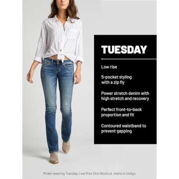 Silver Jeans Co. Women's Low Rise Slim Bootcut Jeans
