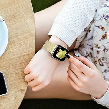 Sunnywoo Milanese Mesh Loop Compatible with Apple Watch Bands 42mm 44mm 45mm 46mm 49mm 38mm 40mm 41mm for Men Women, Stainless Steel Mesh strap for iWatch Series 10 9 8 7 6 SE 5 4 3 2 1 Ultra