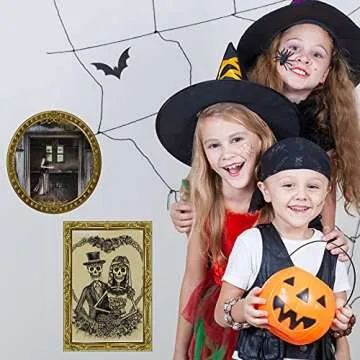 ELCOHO 16 Pieces Halloween Gothic Mansion Portraits Halloween Vintage Gothic Photo Halloween Haunted Gothic Picture Decoration for Halloween Horror Party Castle Masquerade Parties Home Decoration