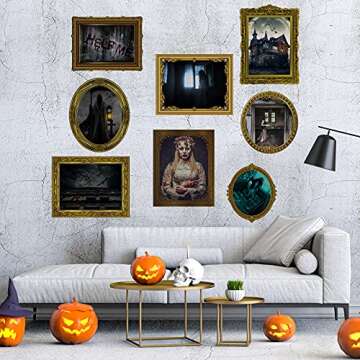 ELCOHO 16 Pieces Halloween Gothic Mansion Portraits Halloween Vintage Gothic Photo Halloween Haunted Gothic Picture Decoration for Halloween Horror Party Castle Masquerade Parties Home Decoration
