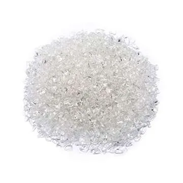 TWINKLING High Luster Fire Glass Gravel Stone Glitter,Broken Glass,Fire Gems Chips,Crushed Glass for Fire Pit Crafts Resin Art Aquarium Garden Decoration,3-6mm,1-Pound Jar (Crystal/Transparent)