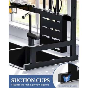 Kitsure Stainless Steel Dish Drying Rack (35.5in), Adjustable Over-The-Sink Drying Rack, Multifunctional Kitchen Organizer