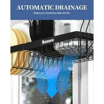 Kitsure Stainless Steel Dish Drying Rack (35.5in), Adjustable Over-The-Sink Drying Rack, Multifunctional Kitchen Organizer