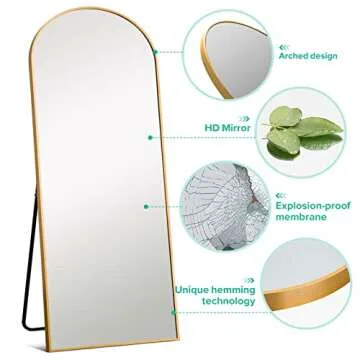 Shop NeuType Arched Full Length Mirror - Gold Finish 64"x21"