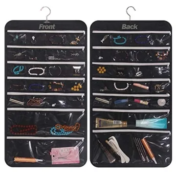 DIOMMELL Hanging Jewelry Organizer 47 Pockets with Zipper for Earrings Necklace Bracelet Ring Access...