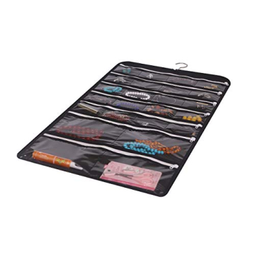 DIOMMELL Hanging Jewelry Organizer 47 Pockets with Zipper for Earrings Necklace Bracelet Ring Accessory Display Storage Bag Travel Holder Box