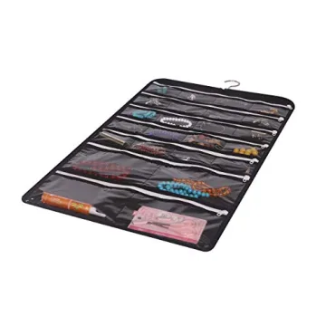 DIOMMELL Hanging Jewelry Organizer 47 Pockets with Zipper for Earrings Necklace Bracelet Ring Accessory Display Storage Bag Travel Holder Box