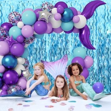 Teal Blue Wavy Tinsel Foil Fringe Curtains 3 Pack