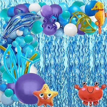 Teal Blue Wavy Tinsel Foil Fringe Curtains 3 Pack