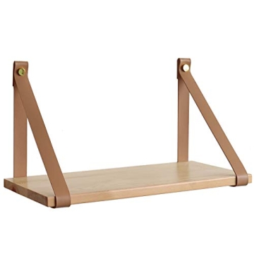 FRIADE PU Leather Strap Shelves,Wall Floating Shelf, Storage Rack for Kitchen,Living Room,Bedroom,Study,Set of 2