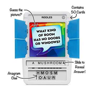 100 PICS Riddles Travel Game - Guess 100 Riddles | Flash Cards with Slide Reveal Case | Card Game, G...