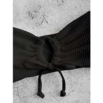 ZAFUL Women O Ring Bandeau Bikini Set, Strapless Swimsuit Tie Bikini High Cut 2 Pieces Bathing Suit