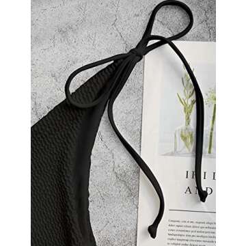 ZAFUL Women O Ring Bandeau Bikini Set, Strapless Swimsuit Tie Bikini High Cut 2 Pieces Bathing Suit