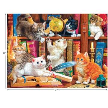RoseArt - Fancy Cats -Library Mischief - 750 Piece Jigsaw Puzzle for Adults