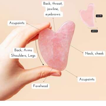 Padime 2 pcs | Premium Set Massage 2-in-1 | Rose Quartz Gua Sha Stone Facial Tools + Jade Comb Scalp Massager | Puffiness Reducing & Relieve Muscle Tension - Stimulates and Strengthens Hair Growth