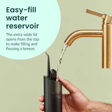 quip Water Flosser with Replacement Tip - Cordless Water Flosser with Adjustable Pressure - Teeth Cleaner Pick with 360 Degree Rotating Replaceable Tip, Rechargeable Water Dental Pick - All-Black
