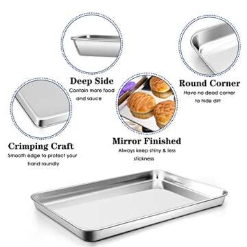 P&P CHEF Stainless Steel Baking Sheets, Set of 2, 16-Inch